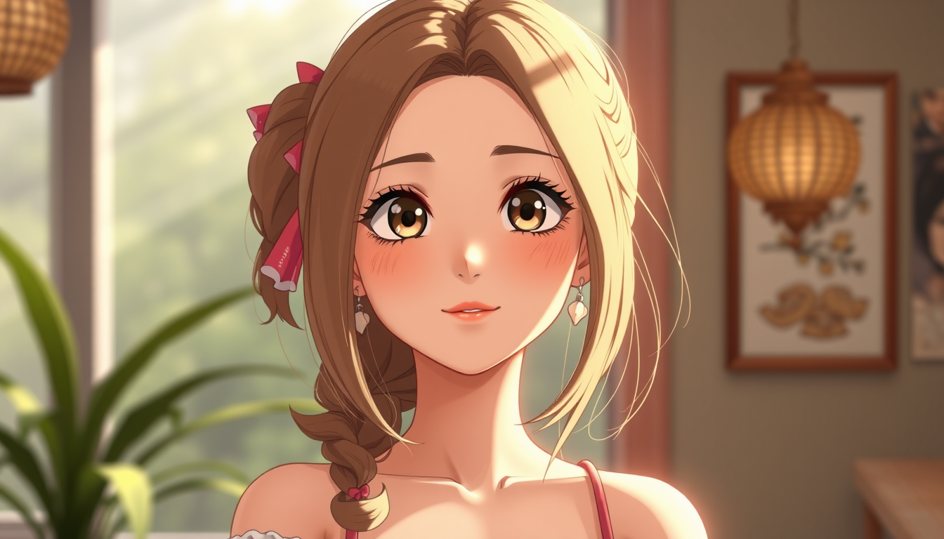 AI Art prompt example created from the prompt: Создай красивую взрослую аниме-девушку (18+) с длинными волосами, большими выразительными глазами, красивым лицом и стройной фигурой. Стиль 