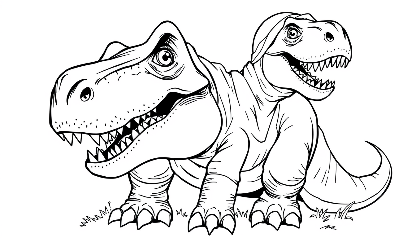 AI Art prompt example created from the prompt: > Page de coloriage pour enfants, dessin noir et blanc. Un énorme T-Rex drôle avec de tout petits bras qui essaie de tricoter une écharpe. I
