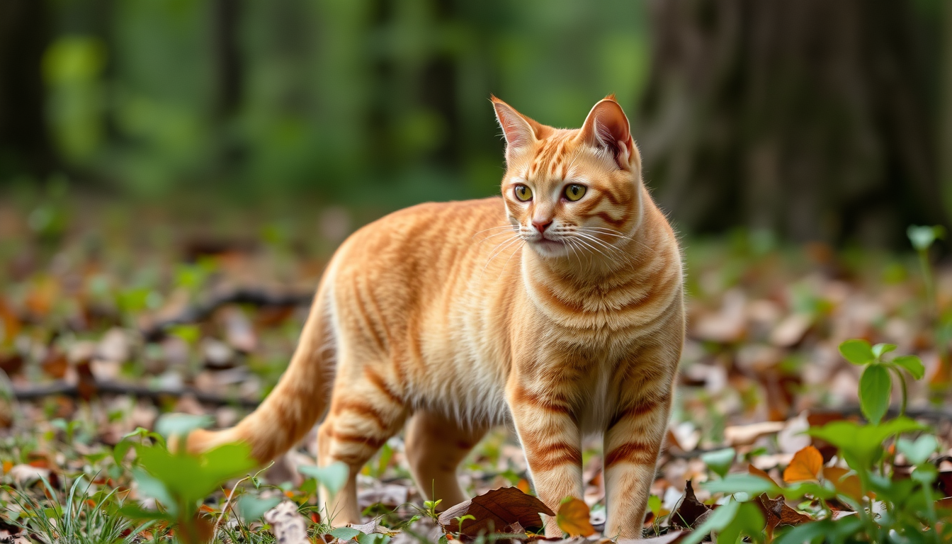 Main art studio: Orangene Katze steht im Wald