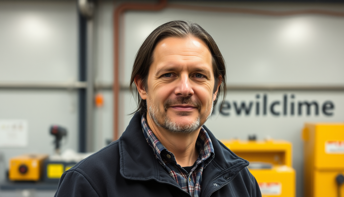 Main art studio: bitte erstelle ein bild das einen mann 40 jahre alt, ellenbogen lange schwarze haare, schlank hat ein schmales gesicht mit vollbart um die mundpartie 
