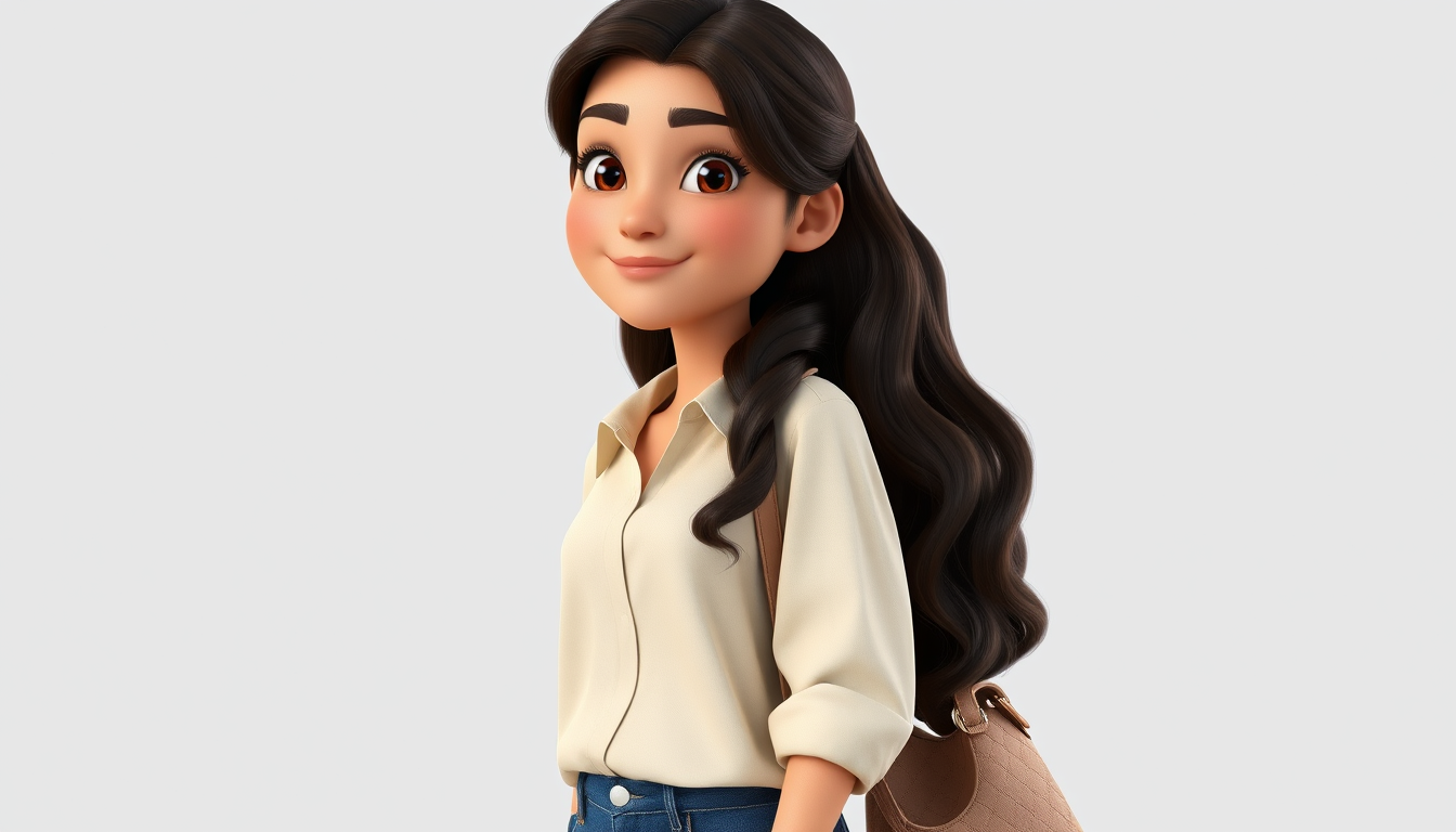 Characters idea: an original character defined by silhouette, role, outfit, palette, and expression, deliberate composition, Estelle Laurent, 18-year-old girl with lon