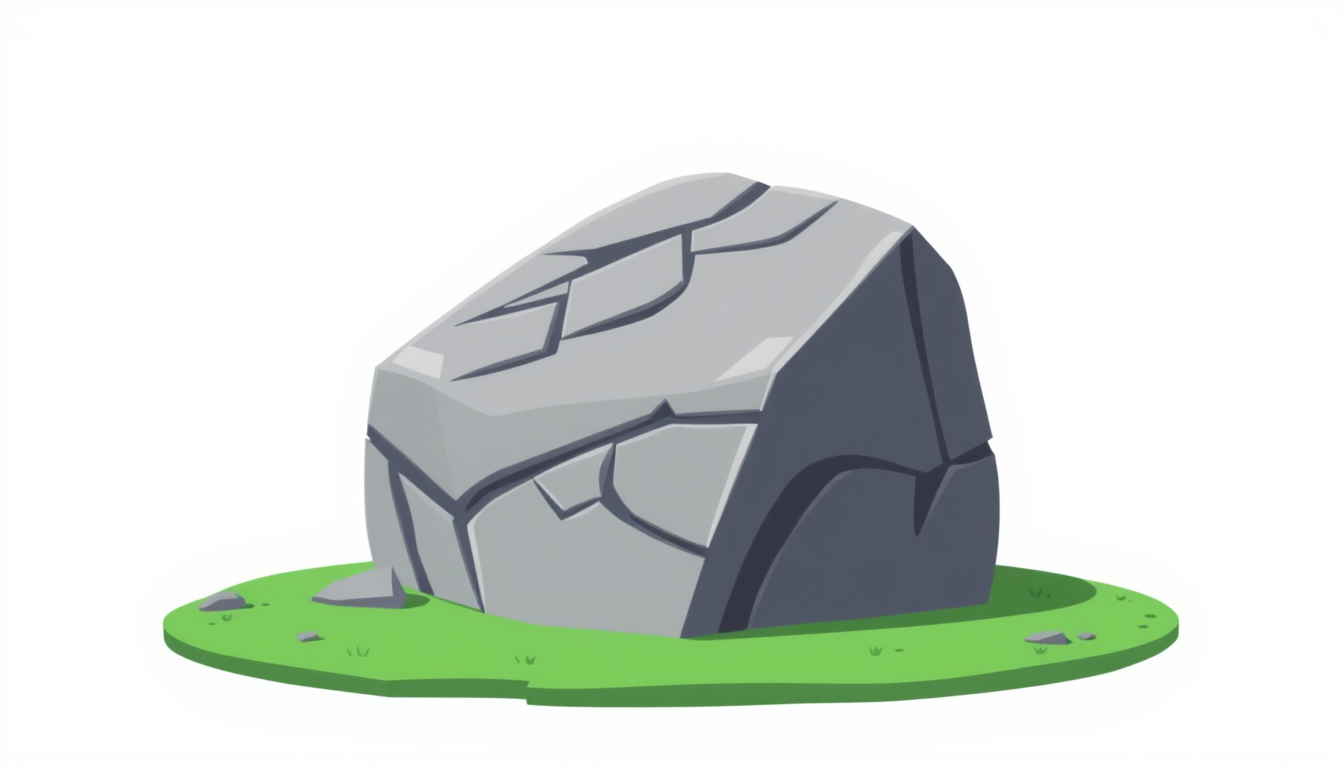 Game Asset idea created from the prompt: 2D game asset, clean isolated object, consistent art style, chunky grey rock for a roblox icon drawn , game-ready asset illustration
