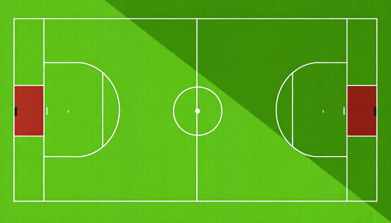 Main art studio: erstelle mir eine schematische skizze einer seite eines handballfelds. es müssen - alles muss gemäß offizieller handballregeln maßstabgerecht sein. di