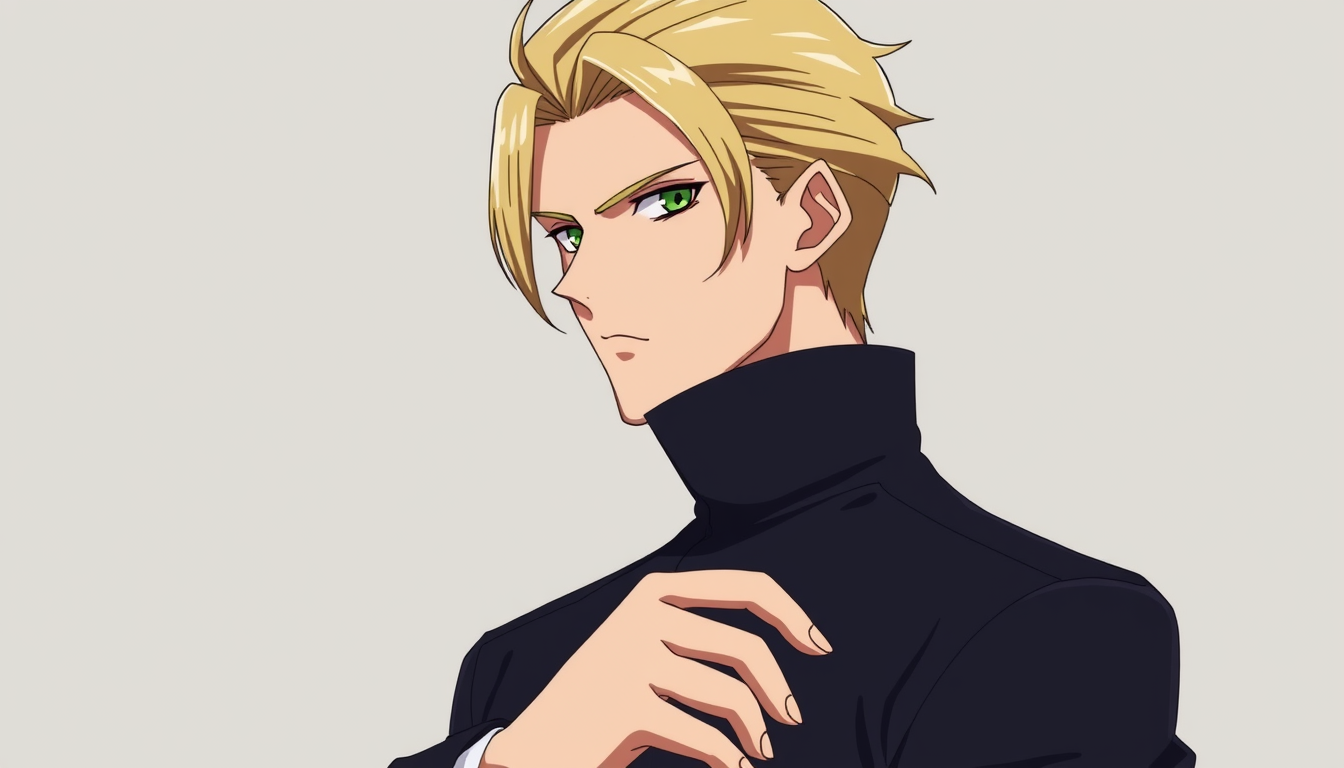 Anime Characters idea: an anime character with a legible silhouette, controlled costume language, and expressive face, deliberate composition, anime male character, elegant 