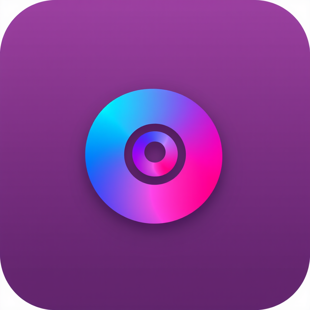 Icon idea: app icon, clean minimal symbol, bold simple shape, flat design, spirale mit farverlauf magenta nach blau farbtiefe maximal 24 bit, 48x48 pixel, transp