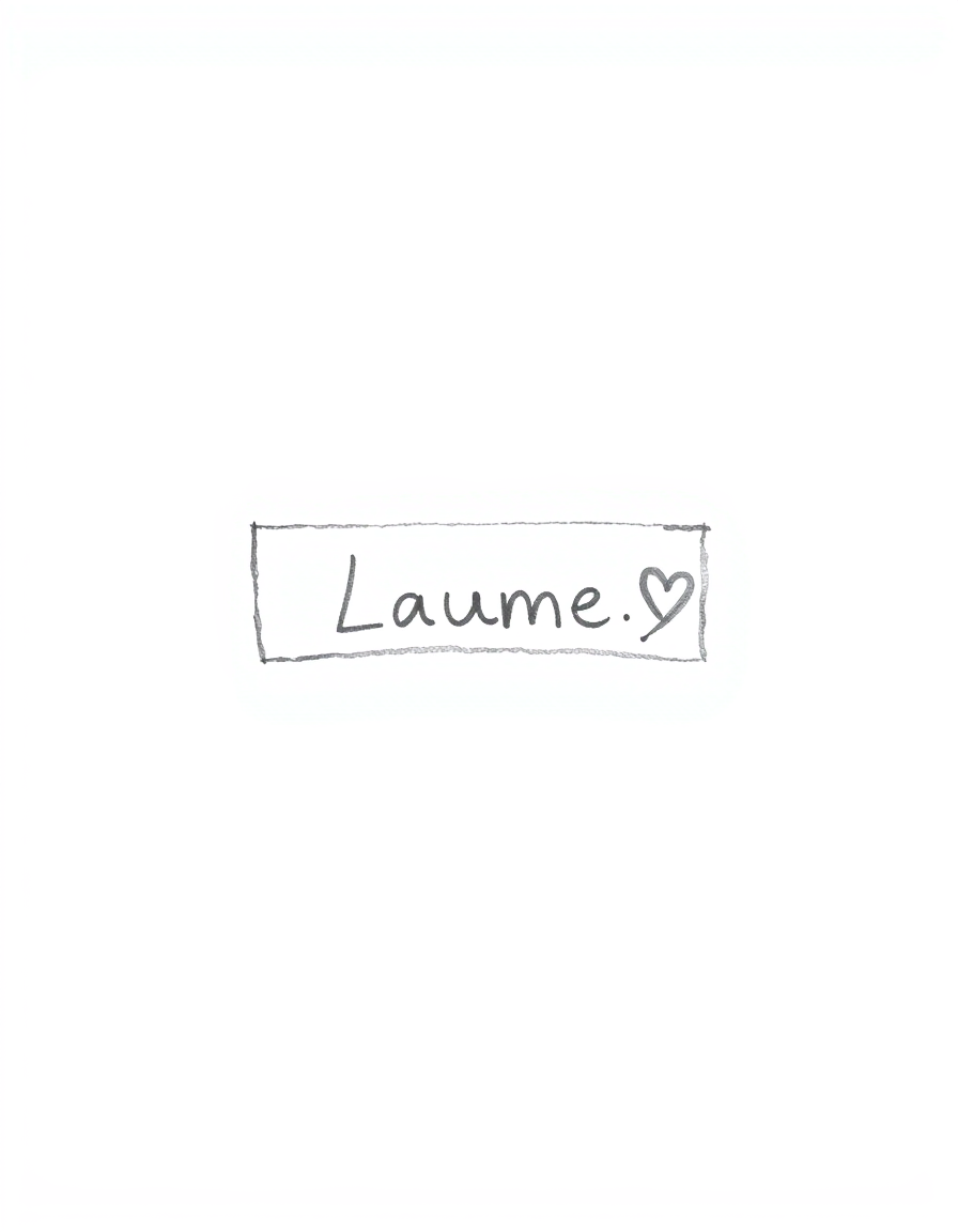 Main art studio: Minimalist black and white pencil sketch of a small blank name tag with a tiny heart beside it, suggesting a special nickname given to someone we love