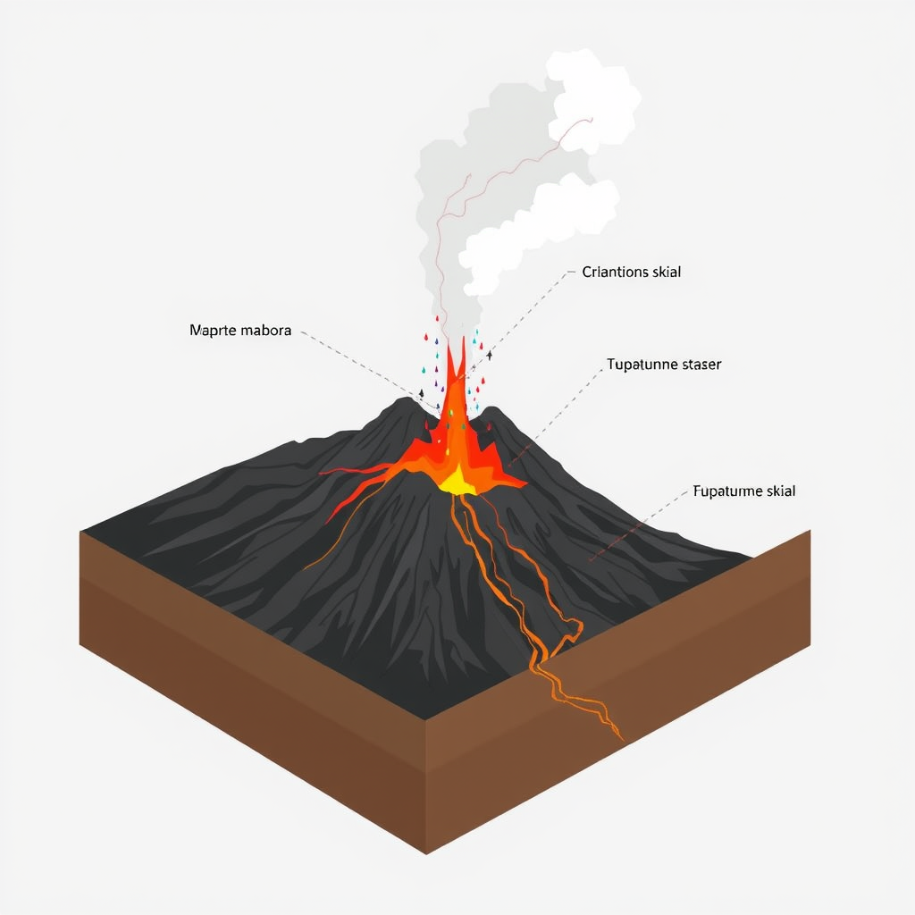 Main art studio: diagram of the eruption of Mount Tambora