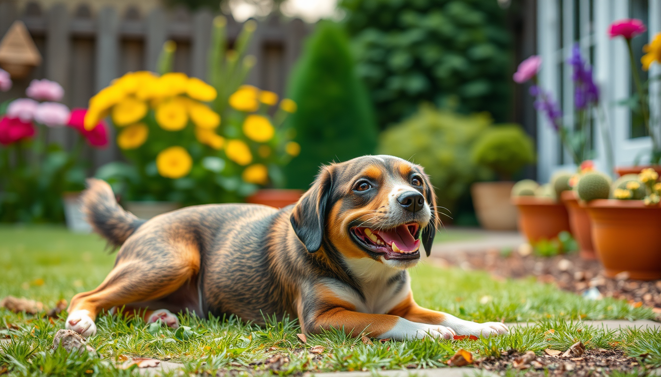 Main art studio: create a realistic dog image playing in the garden