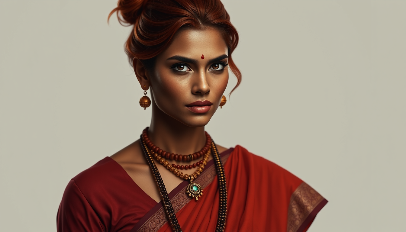 Characters idea: an original character defined by silhouette, role, outfit, palette, and expression, deliberate composition, Indian family from india with amber eyes a