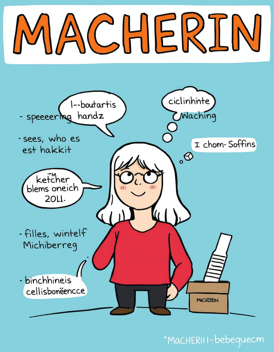 Main art studio: Für Linkedin, eine comicsans grafik mit den Bildern von unten, gerne als Liste MACHERIN Drumherum, wie Gedanken oder Bausteine: 🧠 schnelle Auffassung