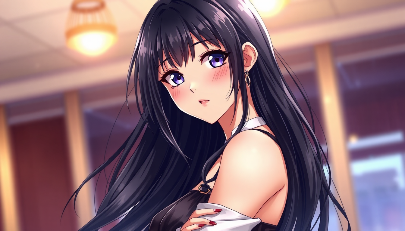 AI Art prompt example created from the prompt: Beautiful adult anime woman, gorgeous Japanese Bishoujo anime style, elegant facial features, long silky black hair, beautiful expressive ey
