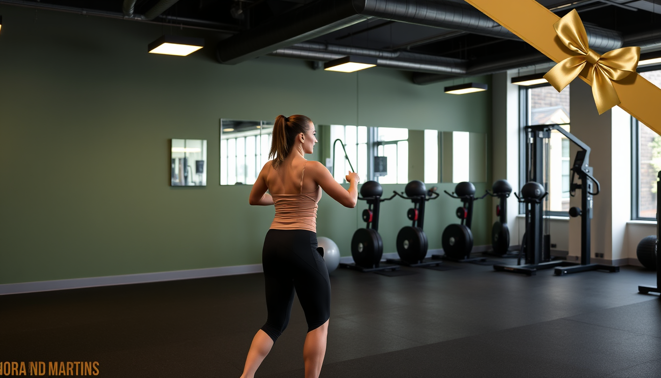 Main art studio: Make a 1 year gym membership gift card for Sigita from Nora and Martins, gym loaction Nakotnes street 3-22