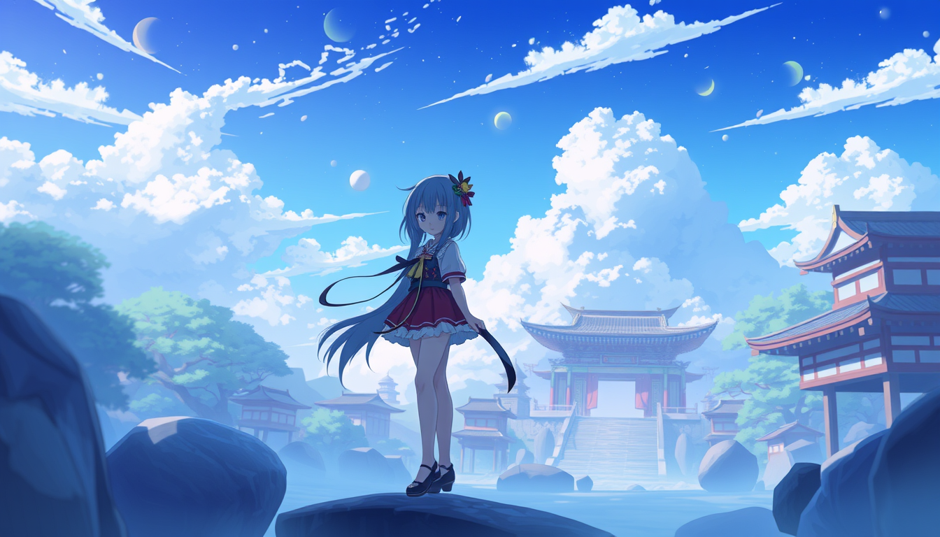 AI Art idea created from the prompt: 黒髪の女の子 かわいいイラスト 巫女服 神社