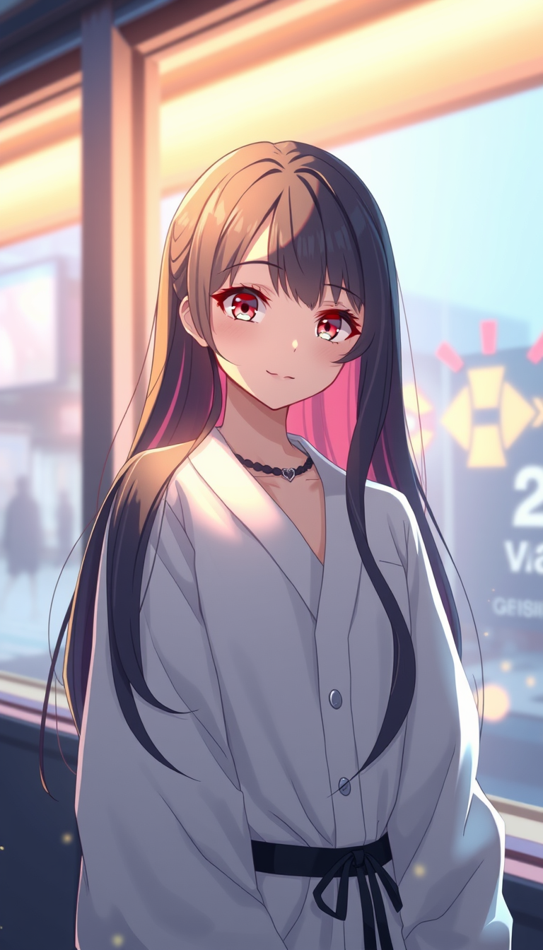 Main art studio: vtuber avatar, anime style, expressive eyes, soft rim light и ещё чтобы она была одета вы белое длинное платье облегающее