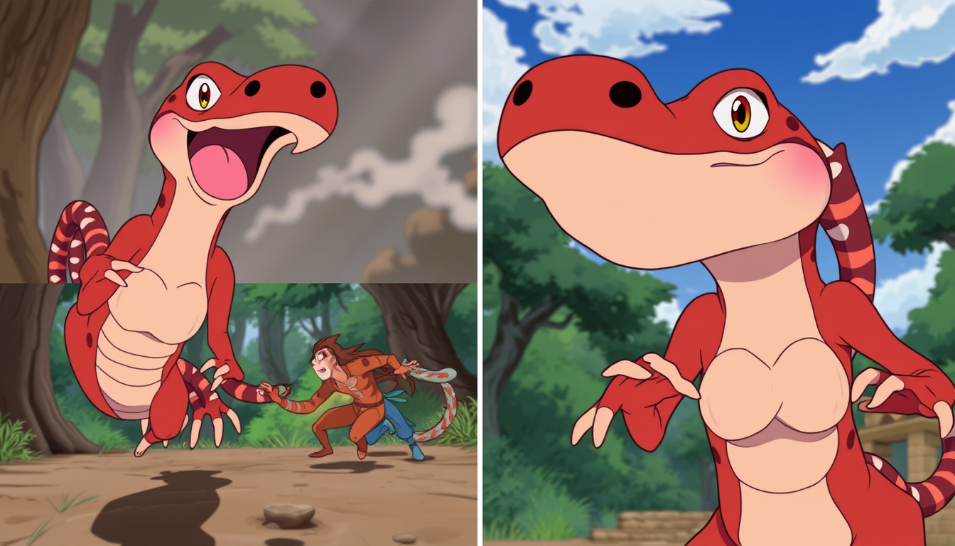Main art studio: Images of a blushing Boa Hancock in one picce being chased in the anime.