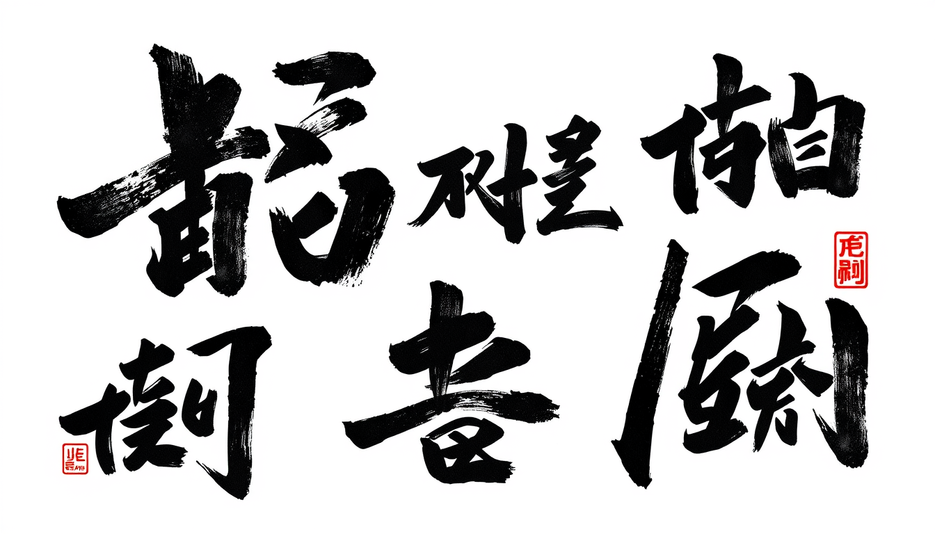 Main art studio: horizontal 4:3 canvas, multiple sets of handwritten brush lettering of 王嘉尔 + Jackson Wang, rough dry ink brush texture, black main color with partial