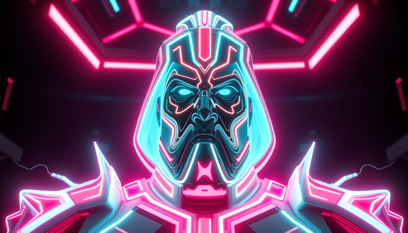 Main art studio: Создай невероятно эпичного аниме-ниндзя по имени NEONMAX — Король Теней. Его образ идеально разделён пополам: 50% чёрного и 50% белого цвета. На нём з