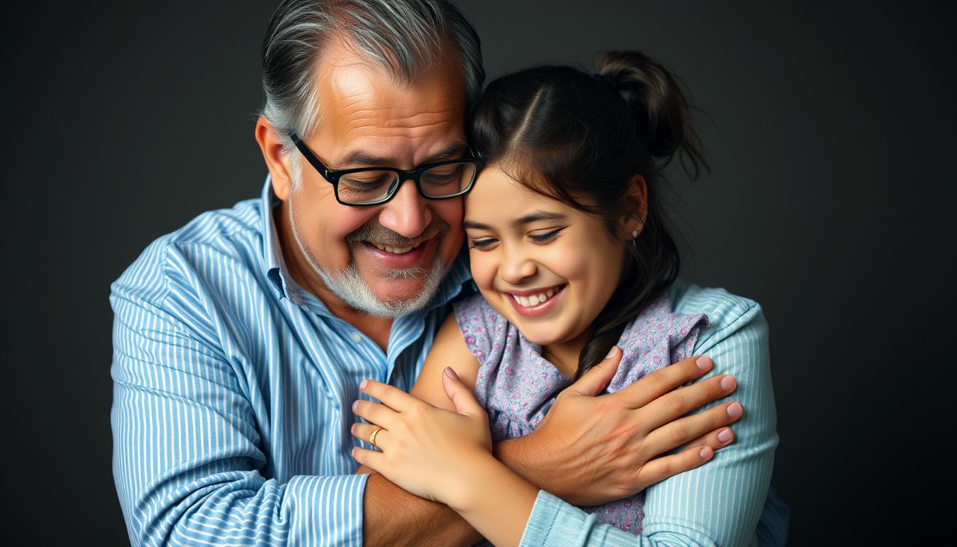 Main art studio: Quiero una imagen de un papá e hija Algo alusivo a esta expresión: Entre risas y llanto me tomo de su mano y seco mis tristezas con su abrazo temprano
