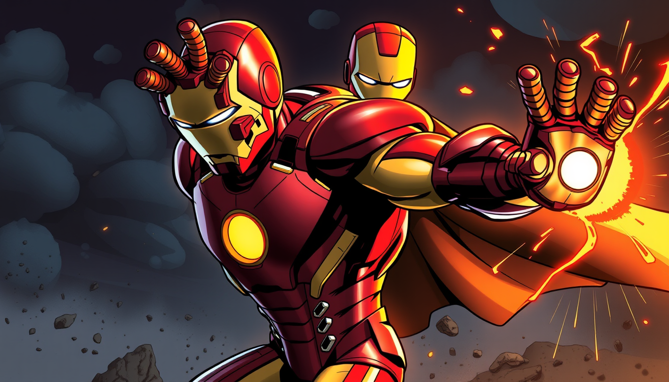Superhero idea: original superhero character design, dynamic pose, bold costume, dramatic lighting, comic art energy, Ligne claire Belgian cartoonist Hergé TIN TIN ir