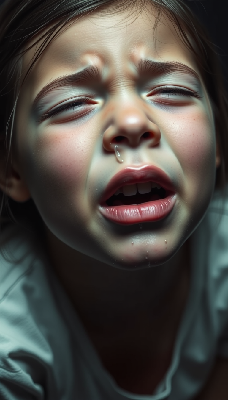 Main art studio: make an photo of a girl who is crying