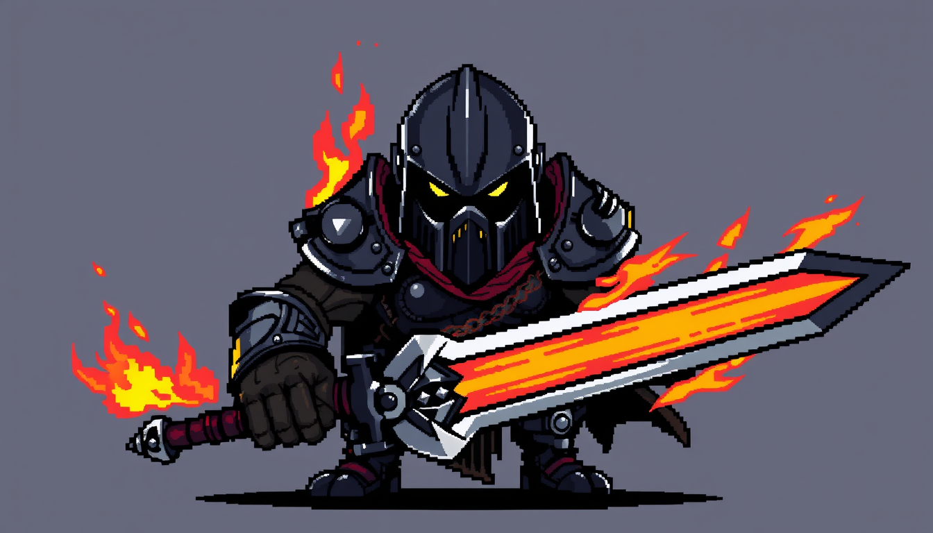 AI Pixel Art idea created from the prompt: pixel art, 32x32 sprite scale, limited palette, retro 16-bit game art, ase un personaje sin fondo que tenga armadura y casco de metal oscuro