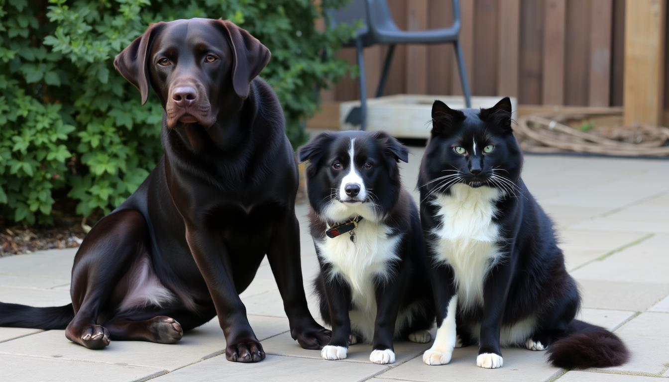 AI Art prompt example created from the prompt: Labrador retriever, dark chocolate, 69 pounds, 2 years old, male, sitting with wide arm stance and hips tilted, making hi sit unevenly. Next