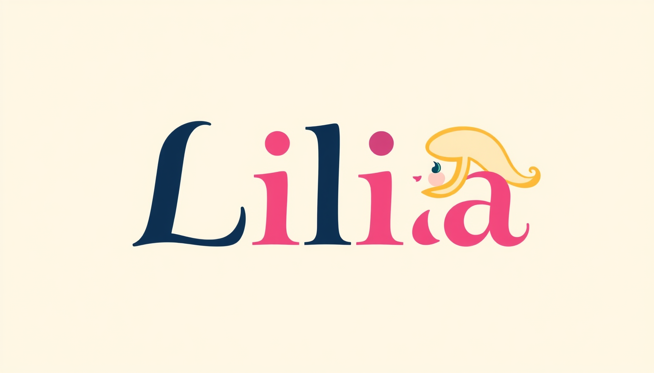 Logo idea: logo design, clean minimal mark, bold simple shapes, balanced composition, Create an elegant children’s book logo “Lilia”, with the full word clearly 