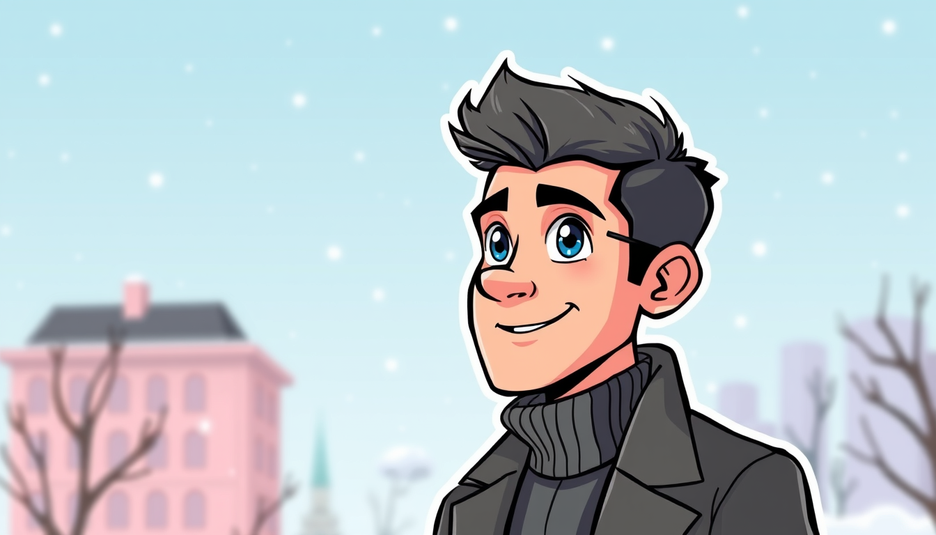 Cartoon Avatar idea created from the prompt: cartoon avatar, head-and-shoulders, bold outlines, flat shading, Avatar miraculous garçon adulte froid bien habillé fort américain grand cou