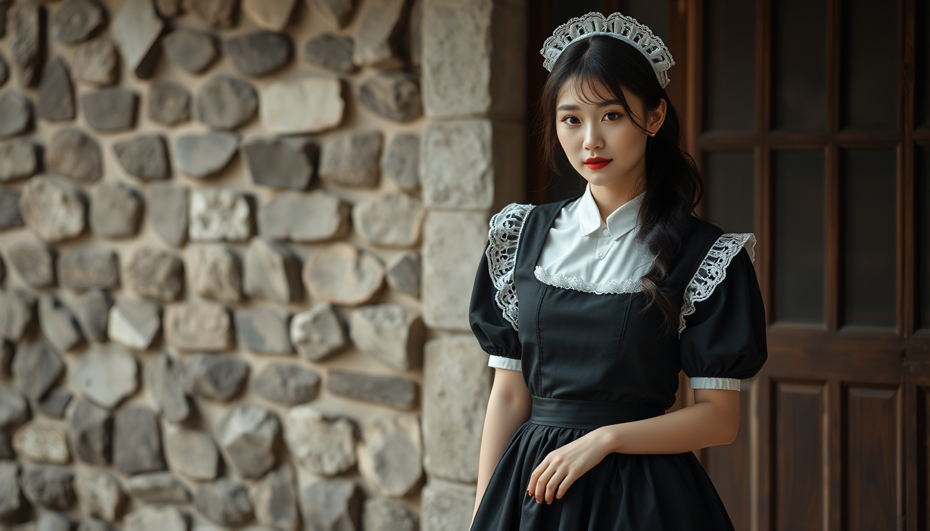 Main art studio: Wear black maid clothes korea girlis damsel