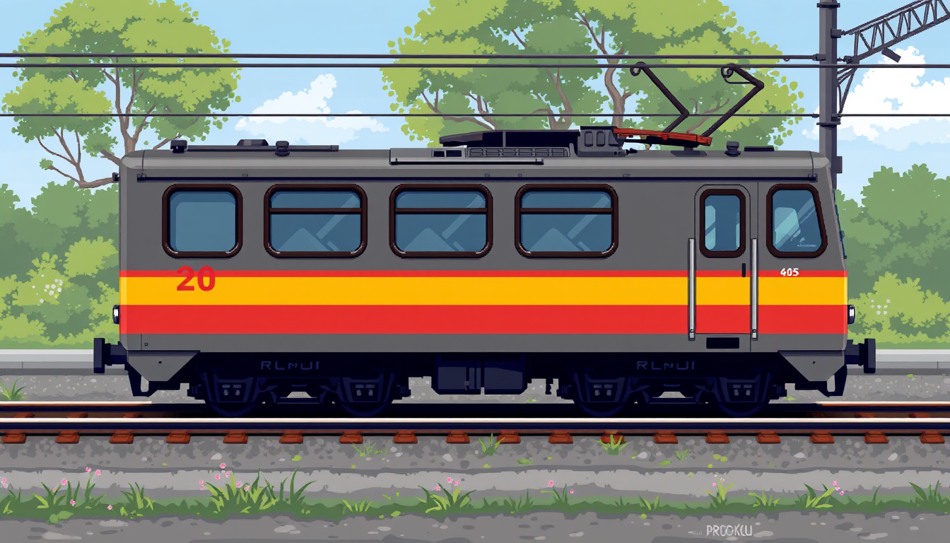AI Art prompt example created from the prompt: Locomotora de tren en vista lateral, sin pared lateral y vacía por dentro, con dos pisos y pixel art de 64px