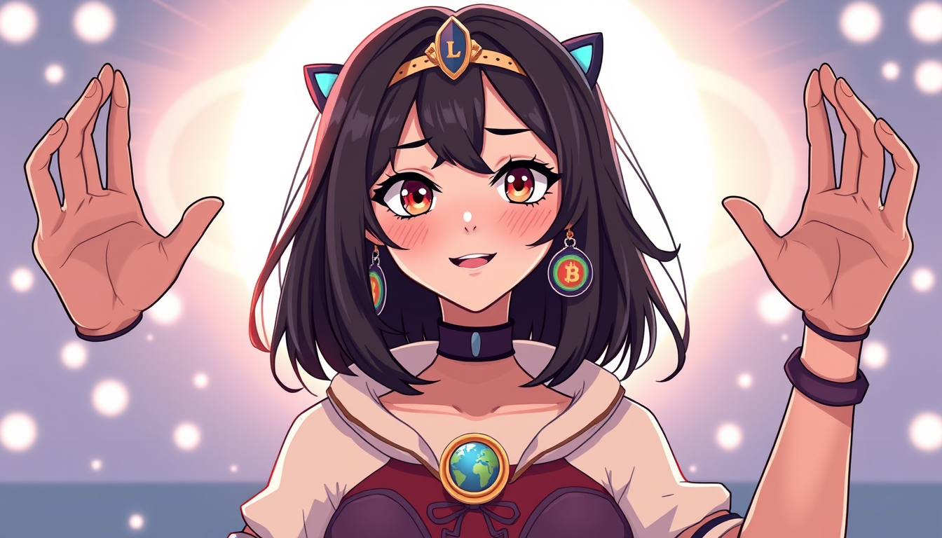 VTuber idea: vtuber avatar character, anime style, expressive face, streaming-ready design, Make a female animatronic crypto queen who hates earth from the lunar a