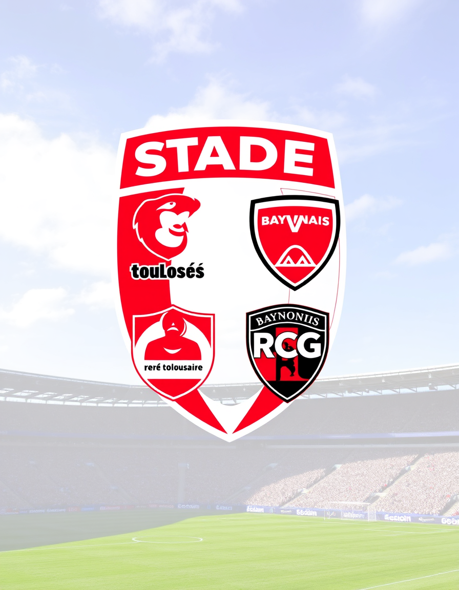 Main art studio: Créer moi une photo avec 4 logo de rugby : le logo du stade toulousain , de la section paloise , de l’aviron Bayonnais et du RCGB