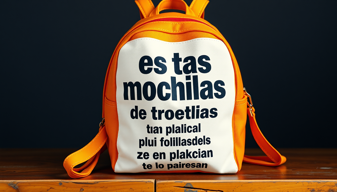 Main art studio: propaganda de una mochila que aparescan todos los colores y modelos realistas y que arriba con letras grandes que no parescan ia dija " estas mochilas