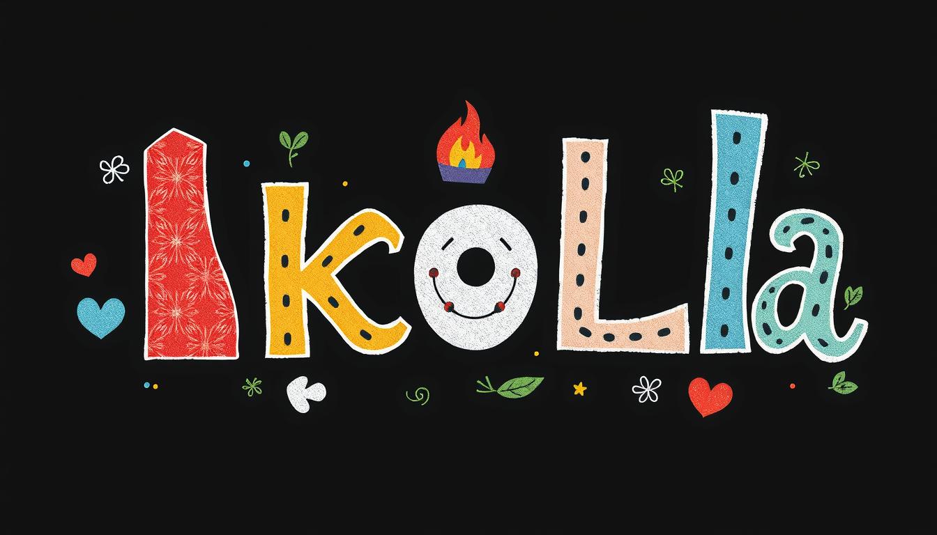 Word Art idea created from the prompt: decorative word art, stylized typography, artistic lettering, Vytvor veľký ozdobný nápis „Škola“. Každé písmeno je vytvorené z pestrofarebný