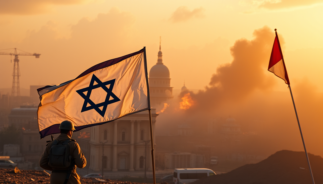 Main art studio: crea una imagen de la guerra israel y palestina de manera caricaruresca criticandolo, mas centrado en israel y si influencia en la poblacion e ideolog
