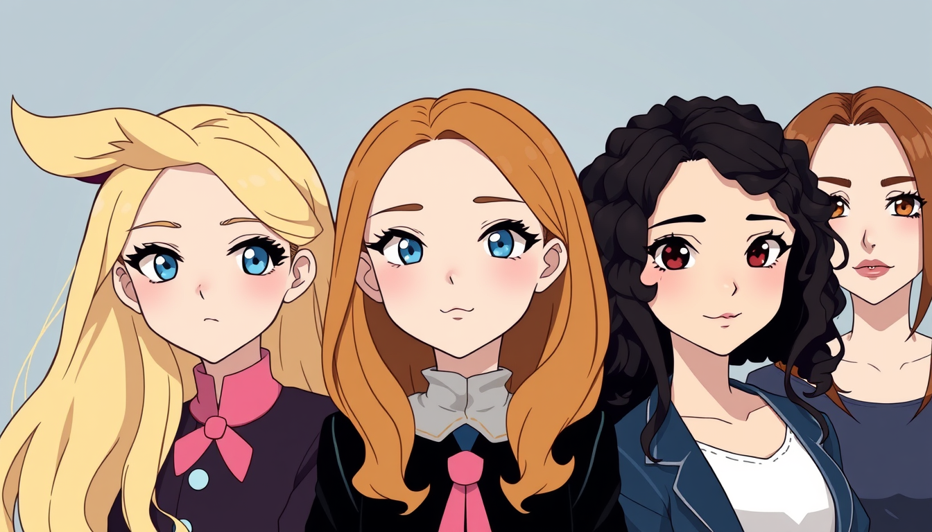 Characters idea: an original character defined by silhouette, role, outfit, palette, and expression, deliberate composition, A girl with long blonde wawy hair and pink