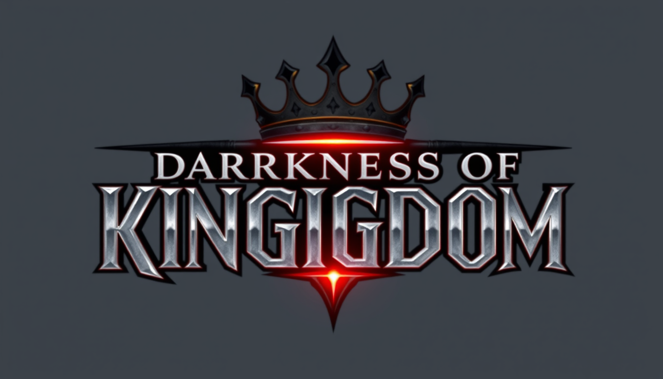 Logo idea: logo design, clean minimal mark, bold simple shapes, balanced composition, IMPORTANT: The title must be written EXACTLY as: “DARKNESS OF KINGDOM”. Do 