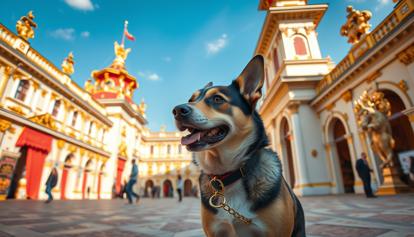 Main art studio: a dog in the palace