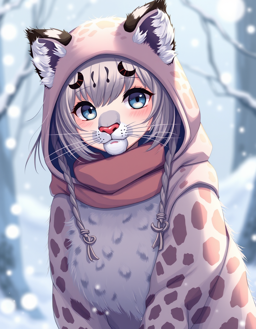 Main art studio: Furry anime snow leopard anime girl