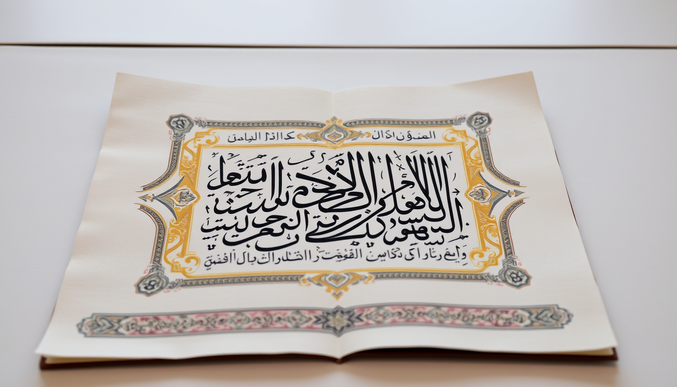 AI Art prompt example created from the prompt: Surat al infitar returned properly on the paper with design
