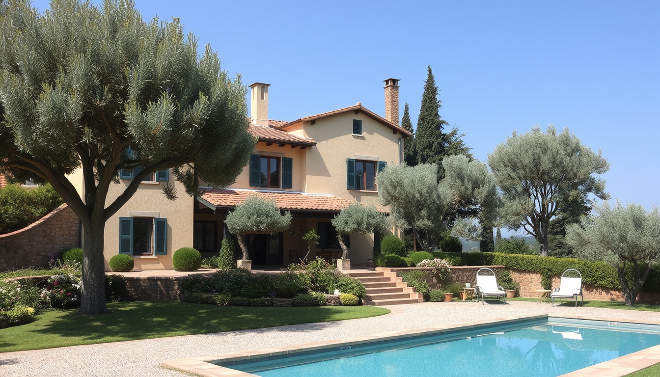 Main art studio: Von oben ein Haus und U Form toscana be Like. Auf der tuhen Seite des u's sollte davor ein Brunnen sein und wenn man zum Haus fährt eine Allee mit kle