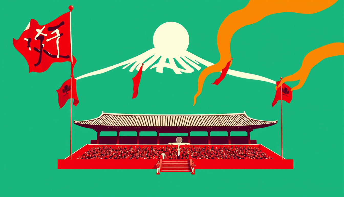 Poster idea created from the prompt: poster design, bold striking composition, strong focal point, space for headline, hazme un afiche de japon apoyando a su salon en 3ro B en l