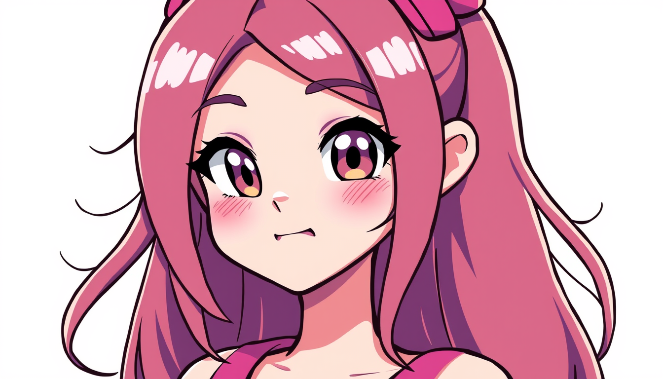 VTuber idea: vtuber avatar character, anime style, expressive face, streaming-ready design, pink snake girl , clean vtuber model illustration