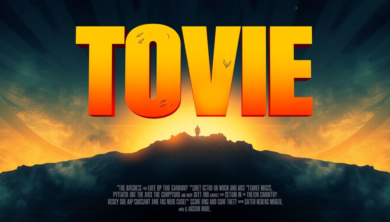 Main art studio: “Add a bold movie title at the top and a dramatic tagline at the bottom, with professional movie-poster typography