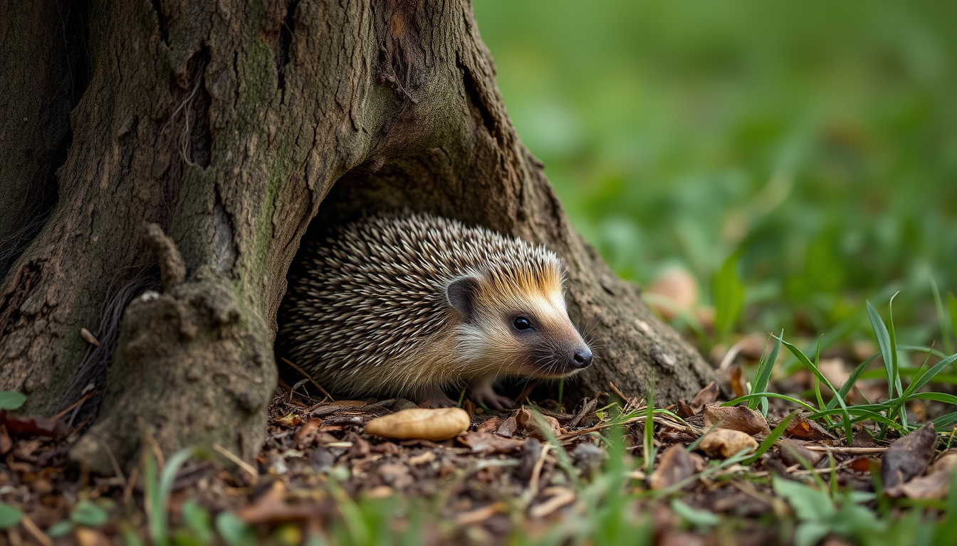 Main art studio: A small hedhog under a tree