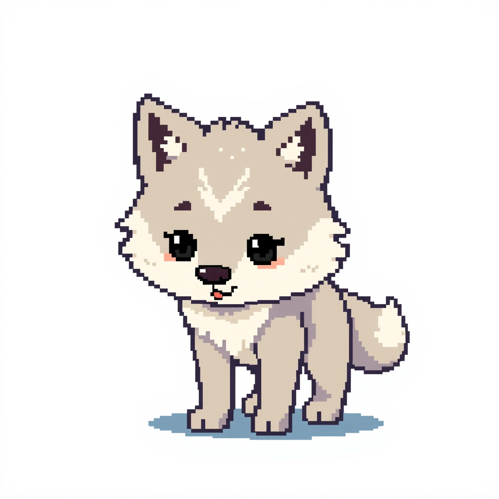 Sprite idea created from the prompt: pixel art game sprite, clean pixel grid, retro 16-bit palette, erstelle mir ein süßen kleinen wolf welpe , game-ready sprite sheet