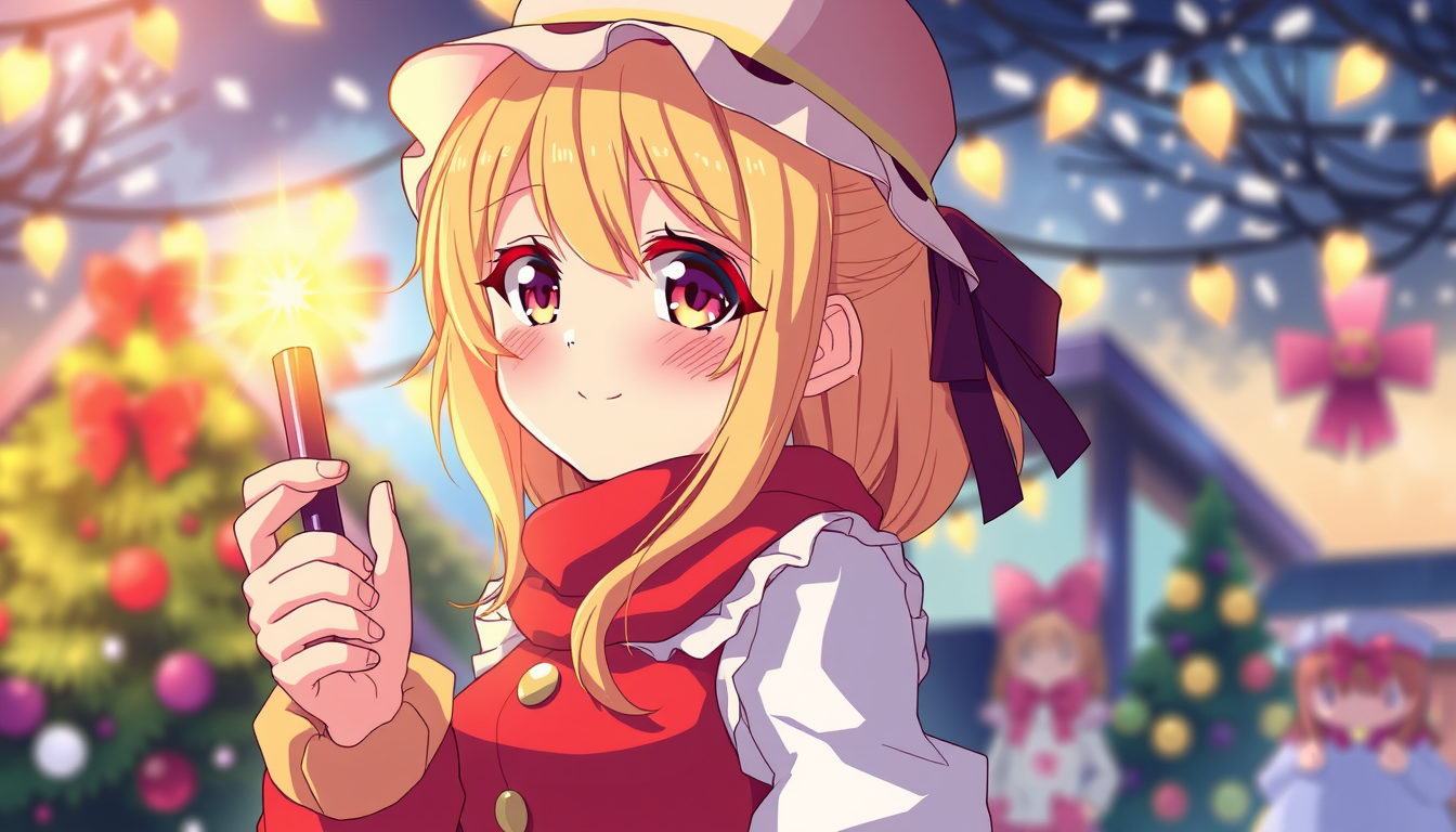 Anime idea: anime style, vibrant colors, expressive eyes, C Körbchen Blondine in feierlaune , detailed anime illustration