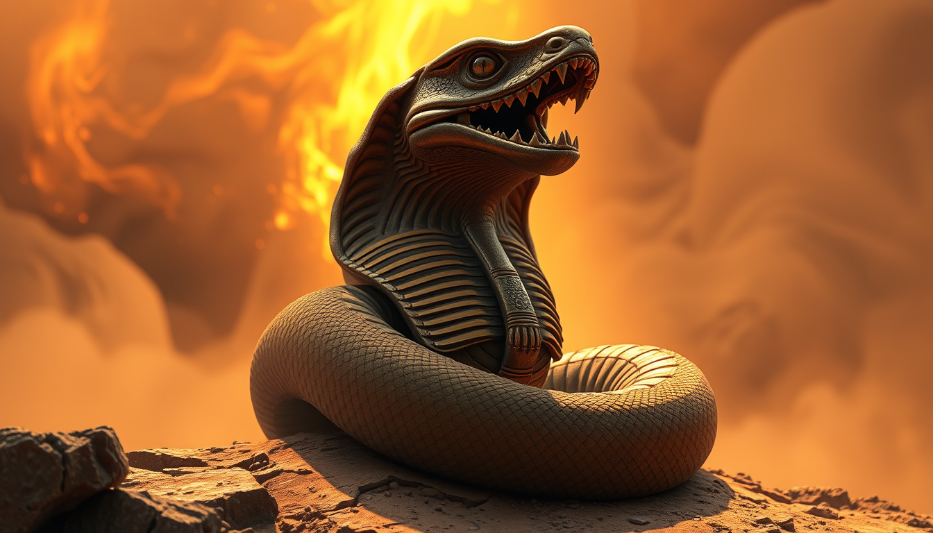Main art studio: un serpent egyptien entourent l'obélisque