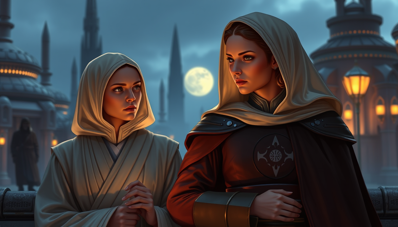 Main art studio: Kael a Padmé stojí sami na klidném místě na Coruscantu. Kael se k ní přiblíží a poprvé ji políbí. Padmé je překvapená a na chvíli ztuhne, protože to n