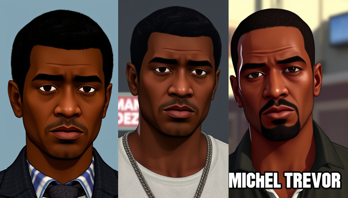 Main art studio: Franklin Clinton with his authentic GTA V appearance, matching the reference image: short black hair, recognizable facial features, dark skin tone, re